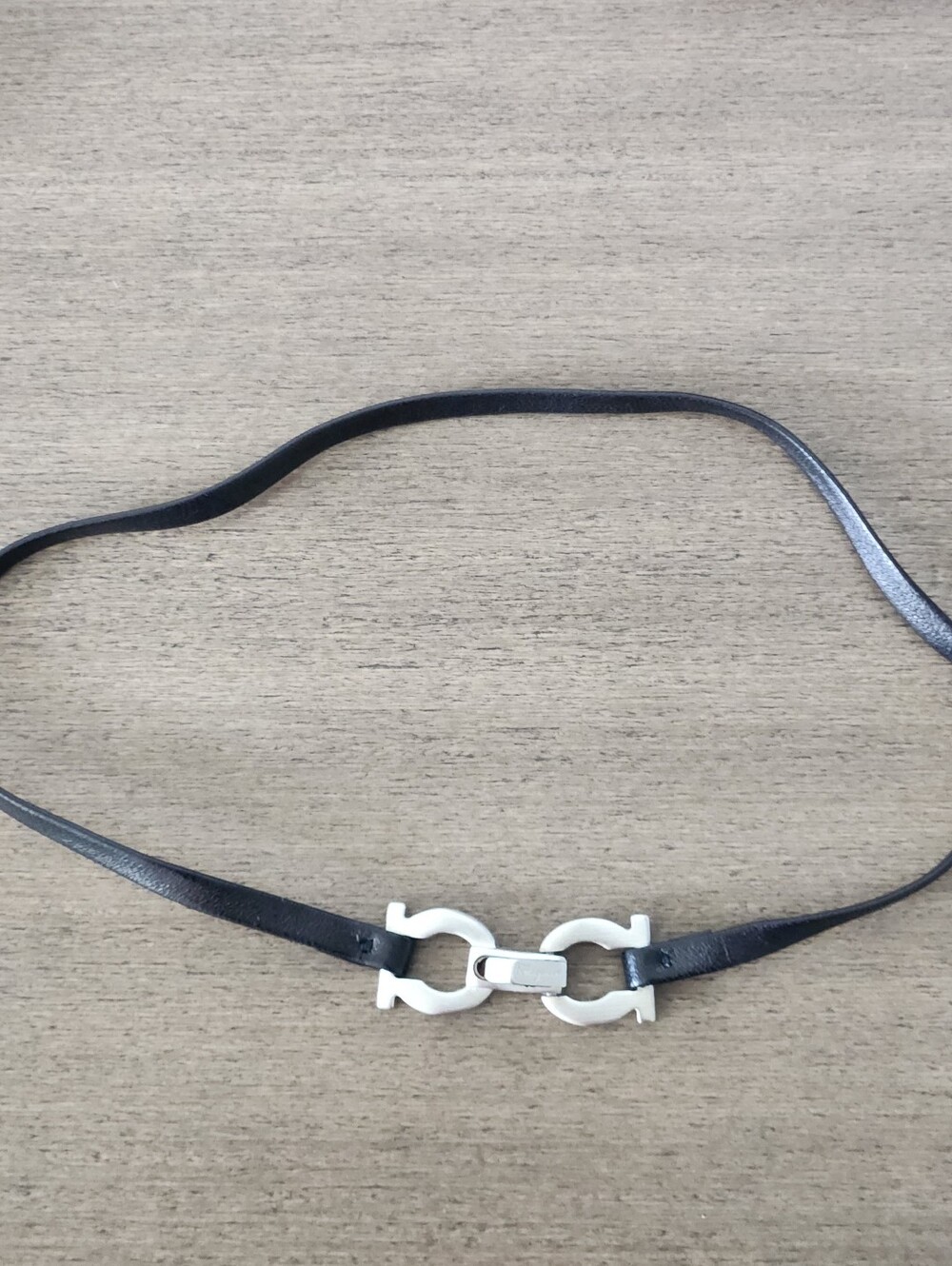 Salvatore Ferragamo Gancini Black Leather Choker / Double Wrap Bracelet + Box - Picture 7 of 8